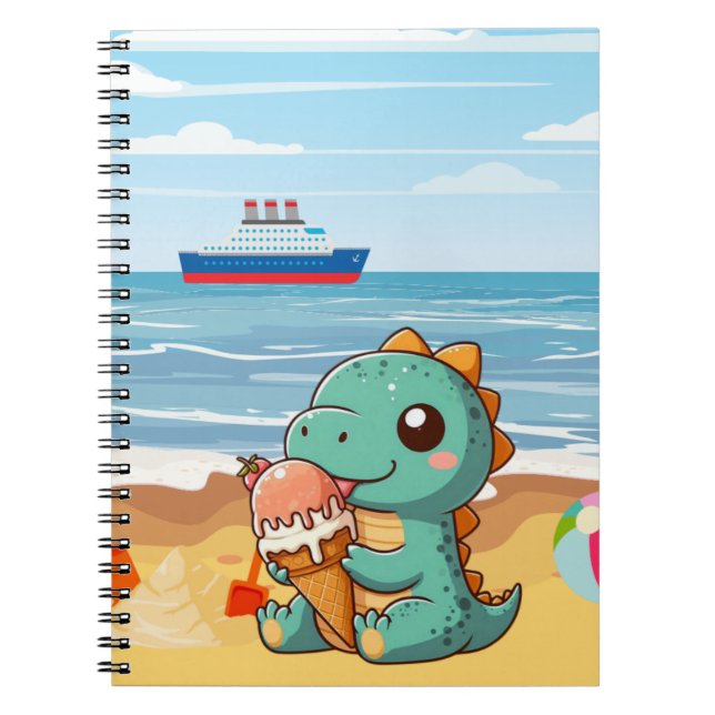 Carnet Belle glace manger dino à la plage (Devant)