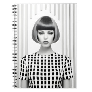 Carnet Belle illustration d'art féminin noir et blanc