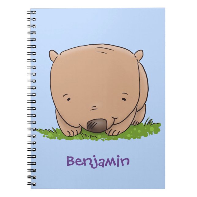 Carnet Belle illustration de dessin animé de bébé wombat (Devant)