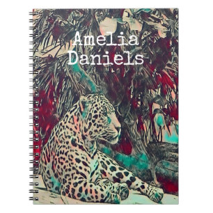 Carnet Belle illustration de jaguar Monogramme