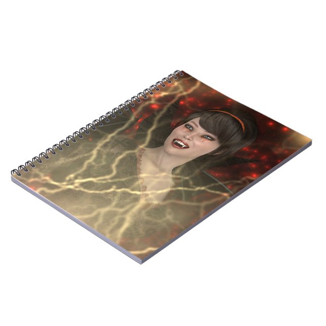 Carnet Belle Lady Vamp Parfait Style Sorcière Halloween (Côté gauche)