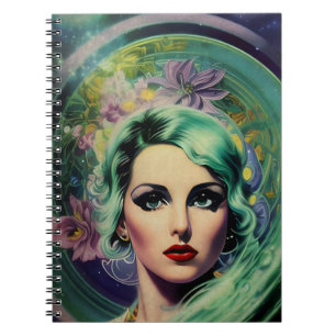 Carnet Belle Lavande & Green Retro Style Space Woman