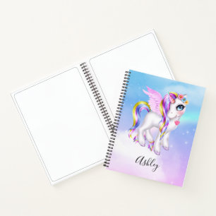 Carnet Belle licorne avec Rainbow Mane & Tail