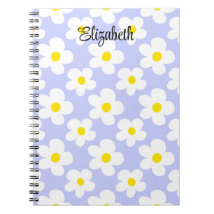 Carnet Belle marguerite rétro bleu clair girly journalisa