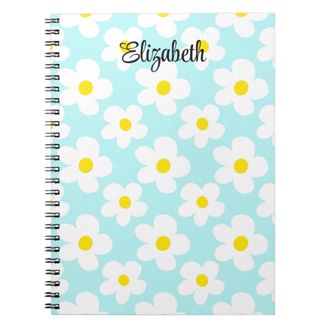 Carnet Belle marguerite rétro daisies girly journalisatio (Devant)