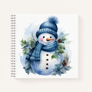 Carnet Belle Mignonne Xmas Snowman Portant une Écharpe Bl