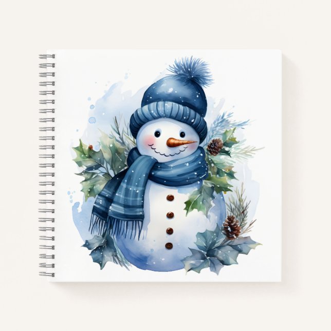 Carnet Belle Mignonne Xmas Snowman Portant une Écharpe Bl (Devant)