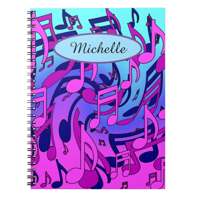 Carnet Belle Musique Notes musicales Animées Upbeat Artsy (Devant)