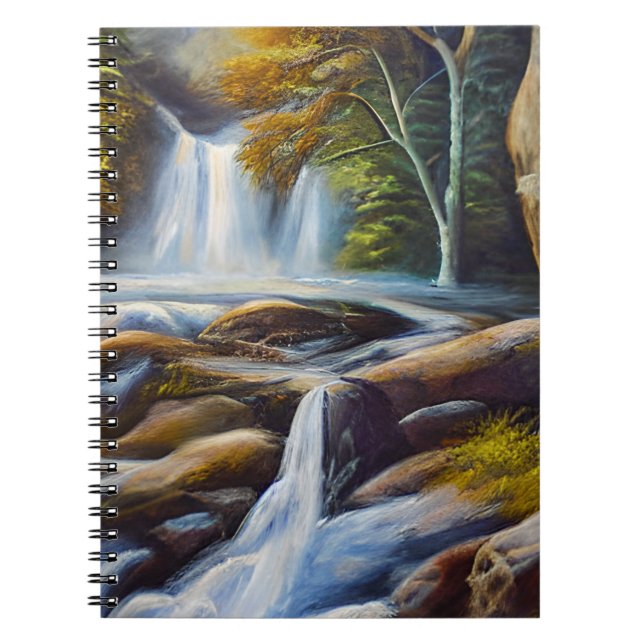 Carnet Belle nature Cascade de ruisseau peinture à l'huil (Devant)
