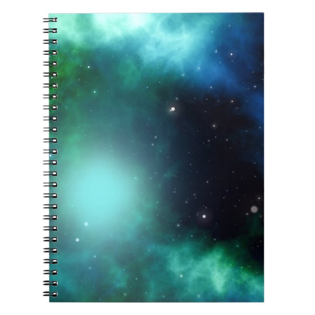 Carnet Belle nébuleuse verte remplie d'étoiles (Devant)