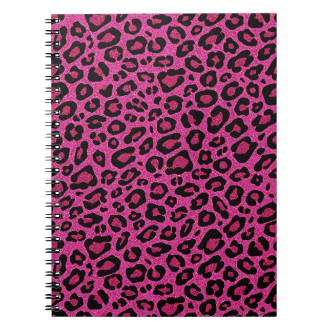 Carnet Belle parties scintillant léopard rose chaud brill (Devant)