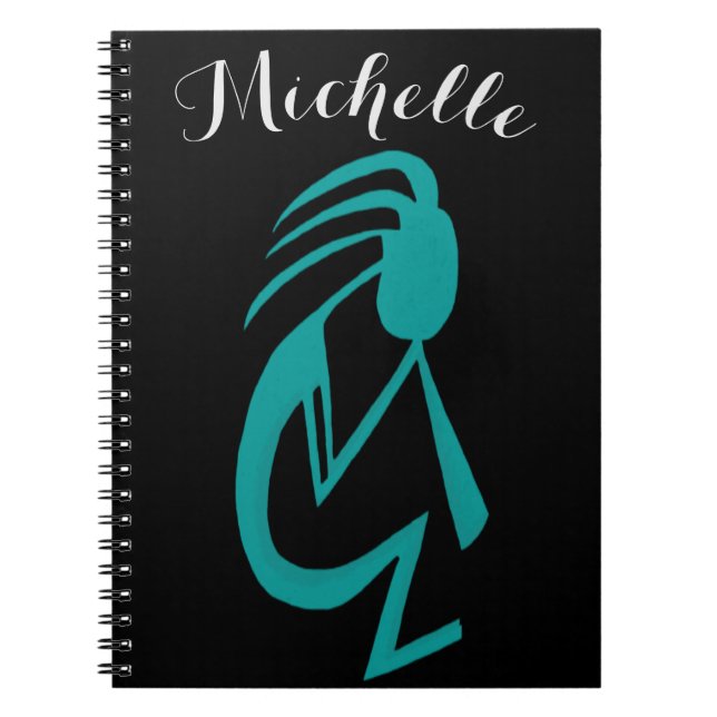 Carnet Belle peinture Turquoise Kokopelli (Devant)