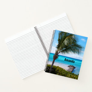Carnet Belle plage tropicale aux palmiers venteux