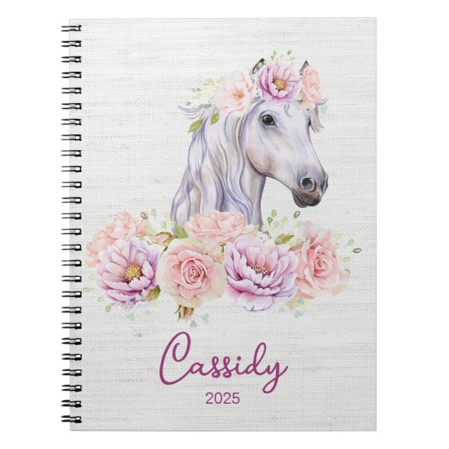 Carnet Belle Pony Floral do-it-yourself Nom (Devant)