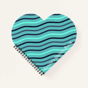 Carnet Belle rayure personnalisée bleue 
