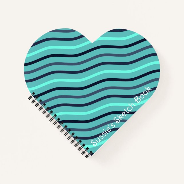 Carnet Belle rayure personnalisée bleue  (Devant)