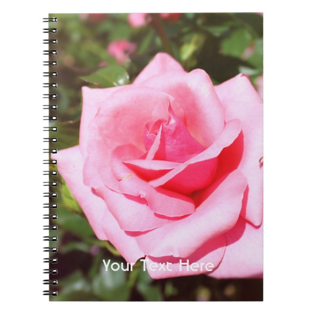 Carnet belle rose rose fleur aux coeurs doux (Devant)