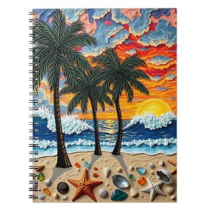 Carnet Belle scène de plage avec des palmiers