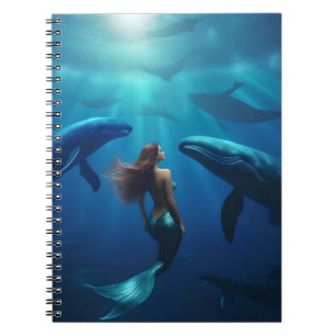 Carnet Belle Sirène Nager Avec Baleines À Bosse,