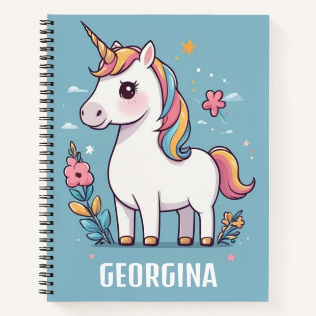 Carnet Belle Unicorne Personnalisée Enfants (Devant)