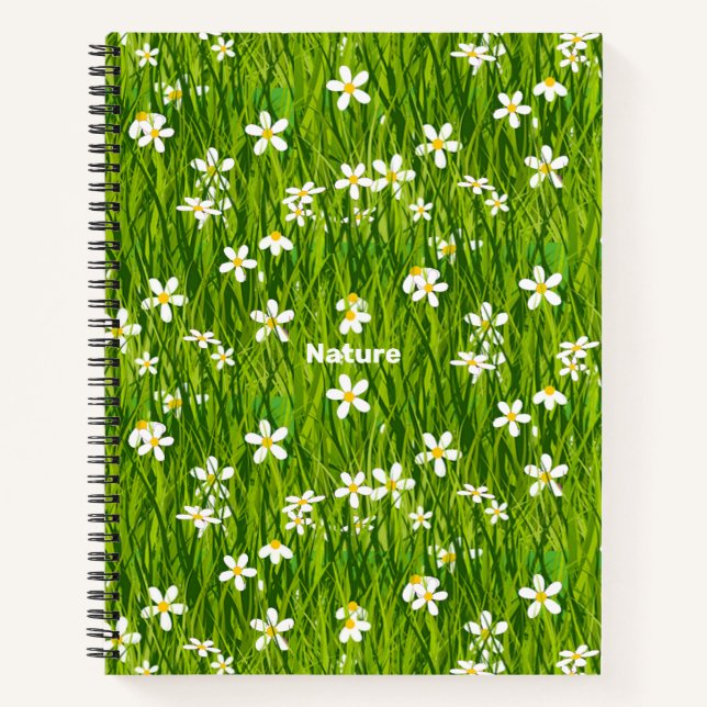 Carnet Belles fleurs blanches sur feuilles vertes (Devant)
