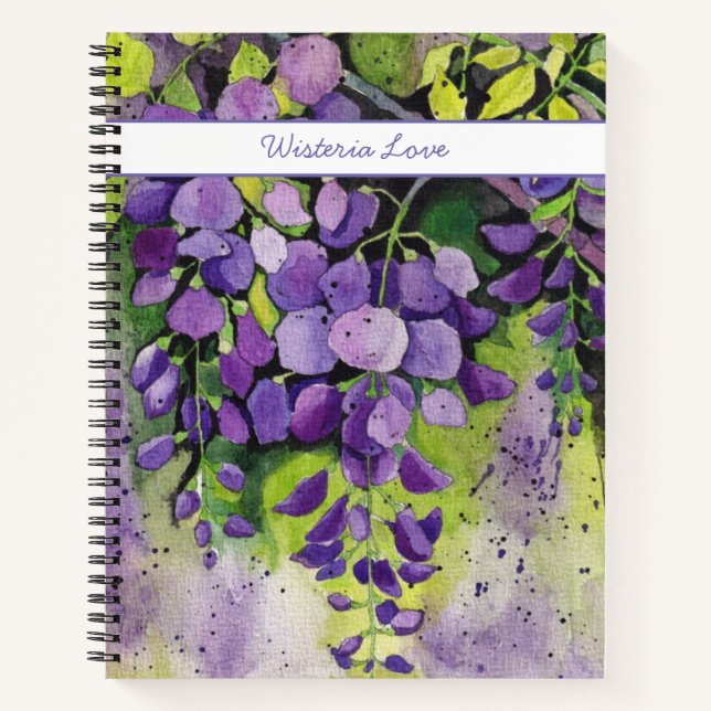 Carnet Belles Fleurs De Wisteria En Aquarelle (Devant)