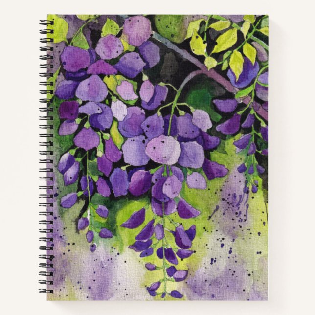 Carnet Belles Fleurs De Wisteria En Noteboo Aquarelle (Devant)