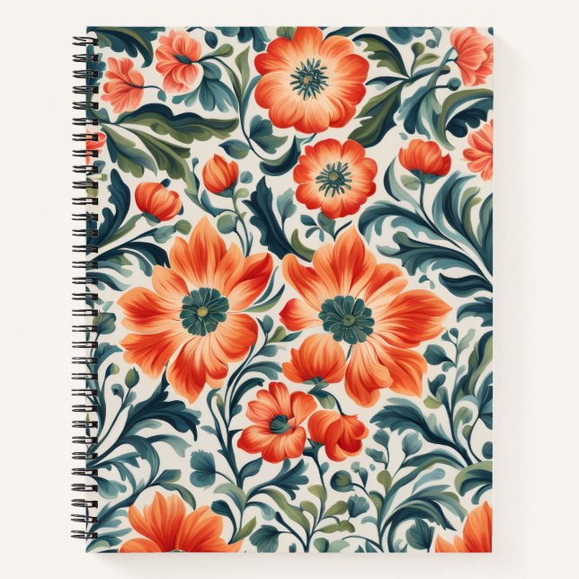 Carnet Belles fleurs oranges (Devant)