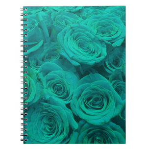 Carnet Belles fleurs turquoises roses turquoises