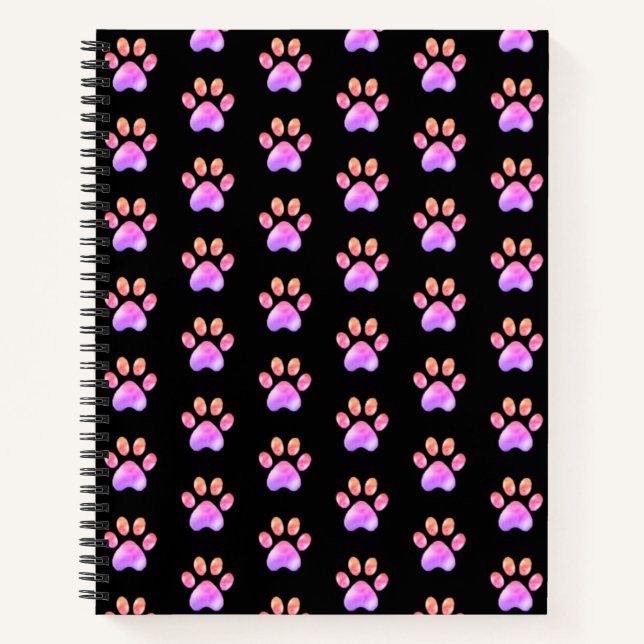 Carnet Belles pattes roses sur fond noir (Devant)