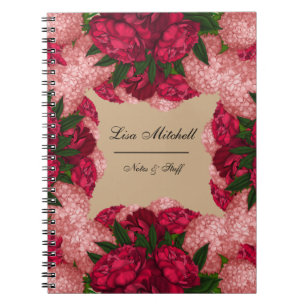 Carnet Belles pivoines. Conception personnalisée