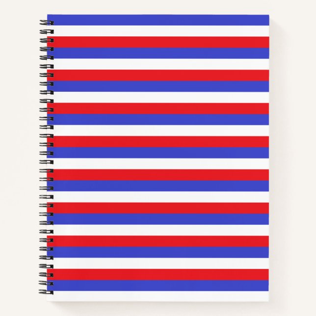 Carnet Belles Rayures Bleues Rouges Blanches (Devant)