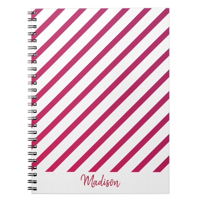 Carnet Belles rayures roses et rouges (Devant)