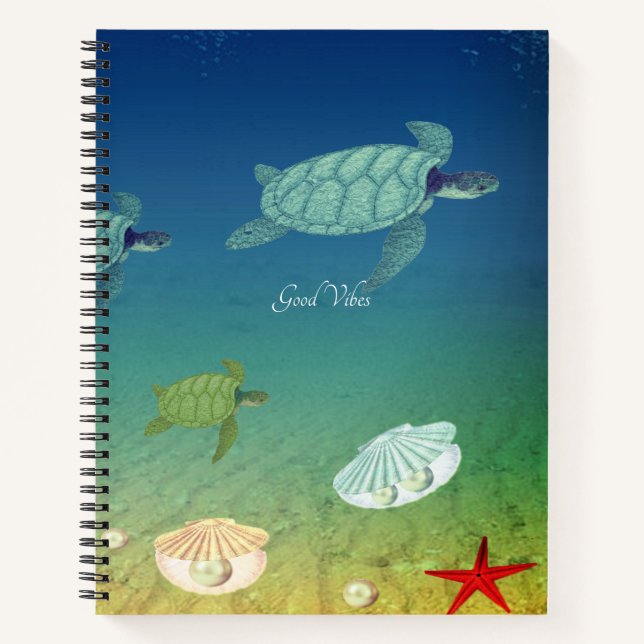 Carnet Belles tortues de mer et coquillages (Devant)