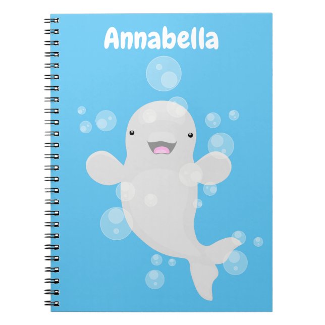 Carnet Béluga mignon bulles dessin de dessin animé (Devant)