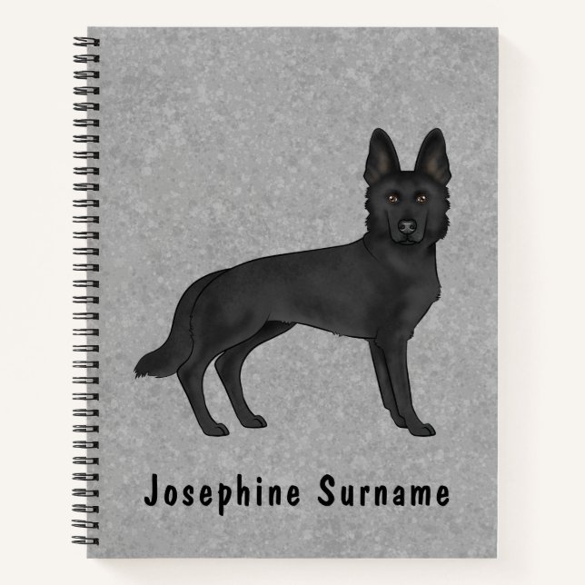 Carnet Berger Allemand Noir Chien GSD Et Texte Personnali (Devant)