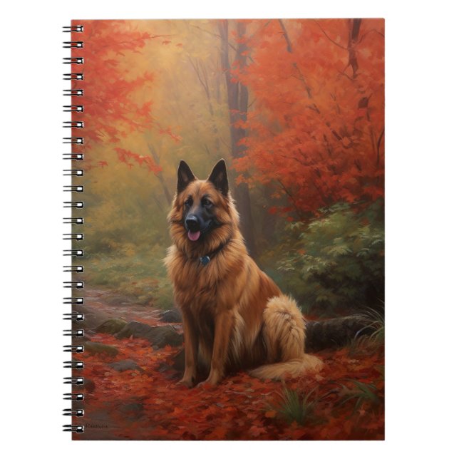 Carnet Berger Belge dans les feuilles d'automne qui tombe (Devant)
