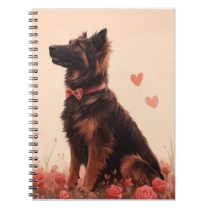Carnet Berger d'Anatolie avec des Roses - Saint-Valentin