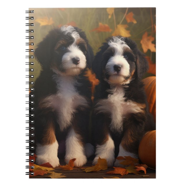 Carnet Bernedoodle Chiot Automne Citrouille de plaisir (Devant)