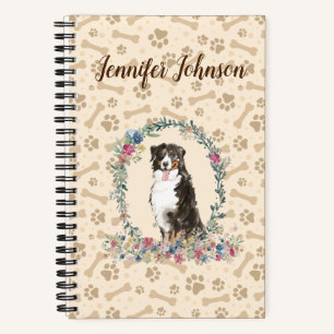 Carnet Bernese Mountain Dog Empreinte de patte & Floral C