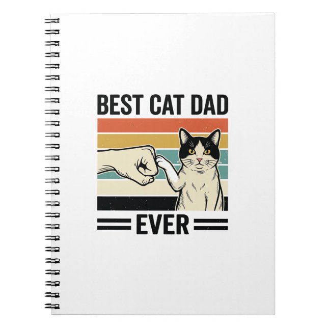 Carnet Best Cat Dad Ever Retro Cat Fist Bump Shirt_1 (Devant)