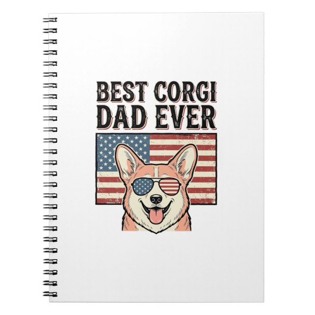 Carnet Best Corgi Dad Ever Patriotic Vintage Dog Shirt_1 (Devant)