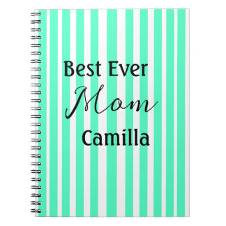 Carnet Best ever mom green stripped pattern pastel neon 
