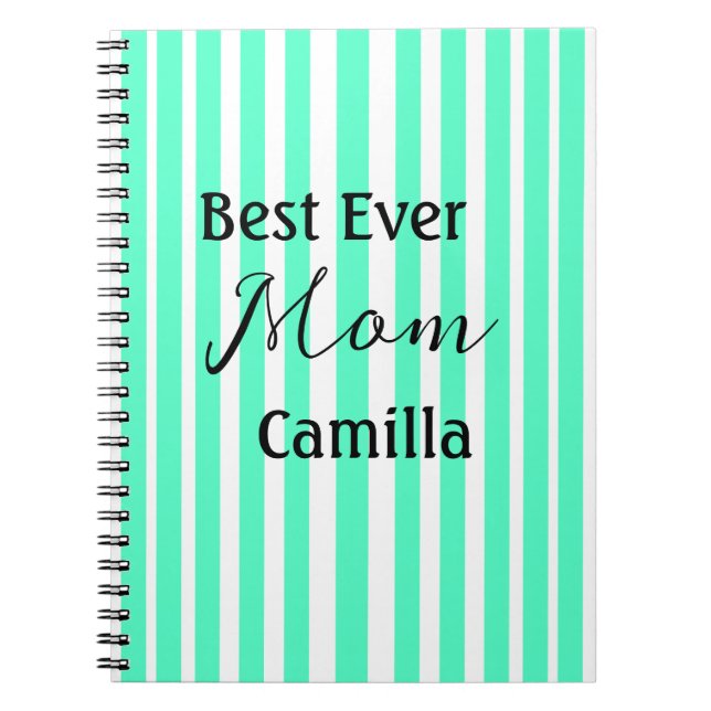Carnet Best ever mom green stripped pattern pastel neon  (Devant)