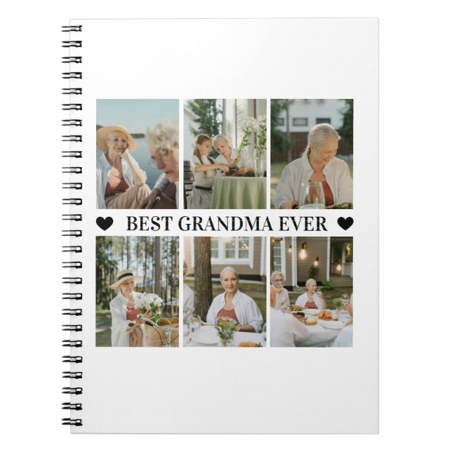 Carnet Best Grandma Ever Photo Collage – Gift with Hearts (Devant)