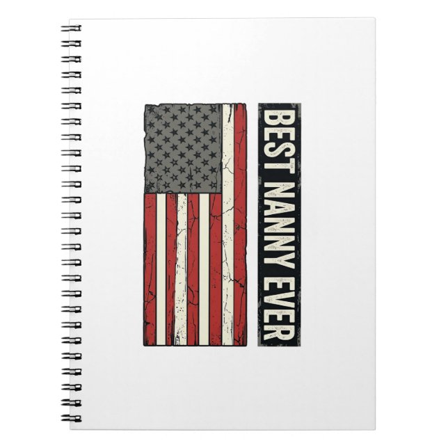 Carnet Best Nanny Ever Patriotic Vintage Flag Shirt Desig (Devant)