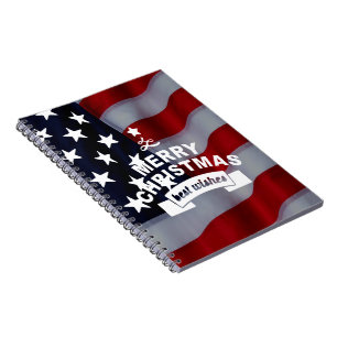 Carnet Best Wishes Merry Christmas United States Flag Art