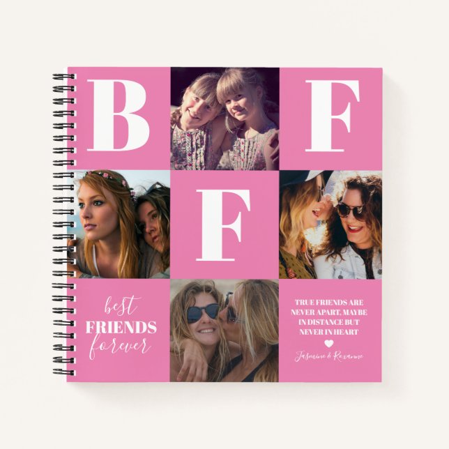 Carnet BFF Besties Photo Collage Girly Pink (Devant)