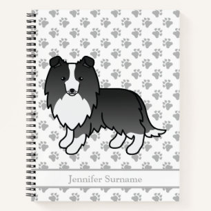Carnet Bi-Black Shetland Sheepdog Chien et texte personna