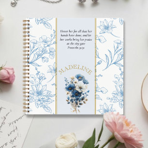 Carnet Bible Florale Blanche Moderne Verse Nom personnali